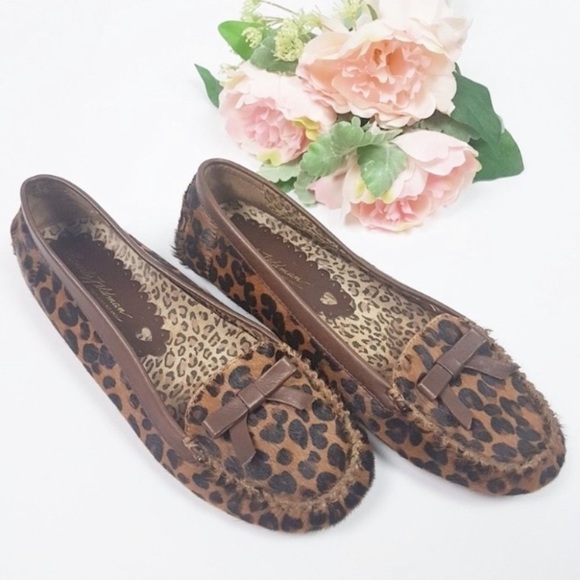 Beverly Feldman Leopard Loafers Calf Hair Flats - Picture 4 of 7